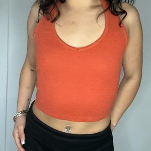 Orange copper crop top small
